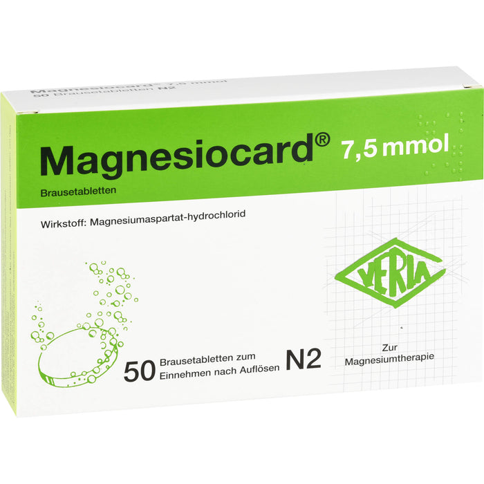 VERLA Magnesiocard 7,5 mmol Brausetabletten, 50 pc Comprimés effervescents