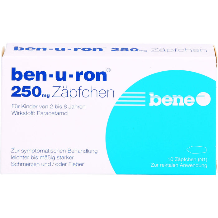 ben-u-ron 250 mg Zäpfchen bei Schmerzen und Fieber, 10 St. Zäpfchen