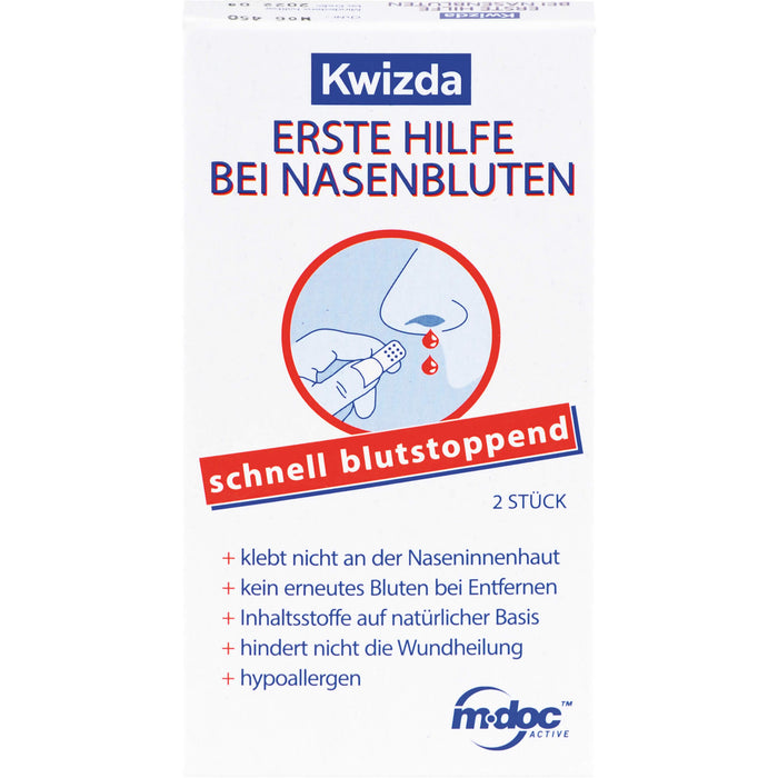 Kwizda Erste Hilfe bei Nasenbluten Nasenstöpsel, 2 pcs. Tamponades