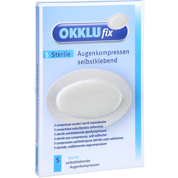 Okklufix steril Augenkompresse selbstklebend, 5 pc Compresses