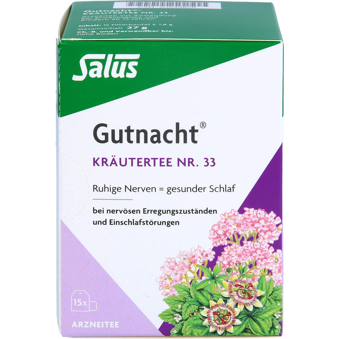 Salus Gutnacht-Kräutertee Nr. 33 ruhige Nerven = gesunder Schlaf, 15 pc Sac filtrant