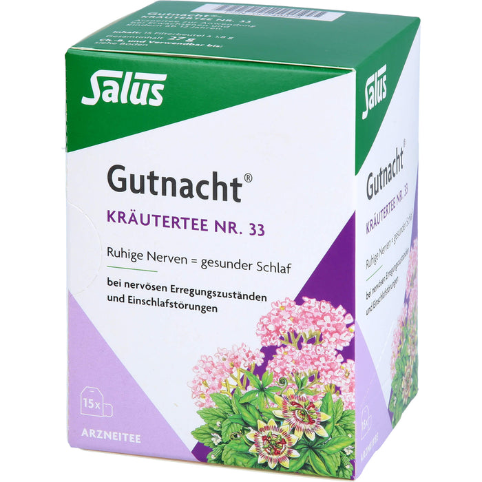 Salus Gutnacht-Kräutertee Nr. 33 ruhige Nerven = gesunder Schlaf, 15 pc Sac filtrant