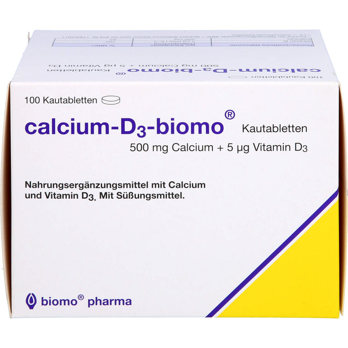 Calcium-D3-biomo Kautabletten 500+D, 100 pc Tablettes