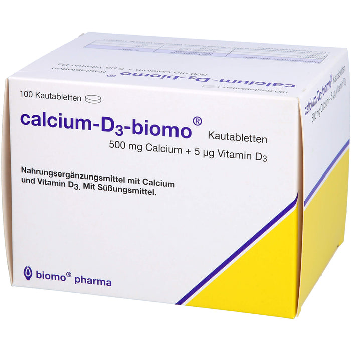 Calcium-D3-biomo Kautabletten 500+D, 100 pc Tablettes