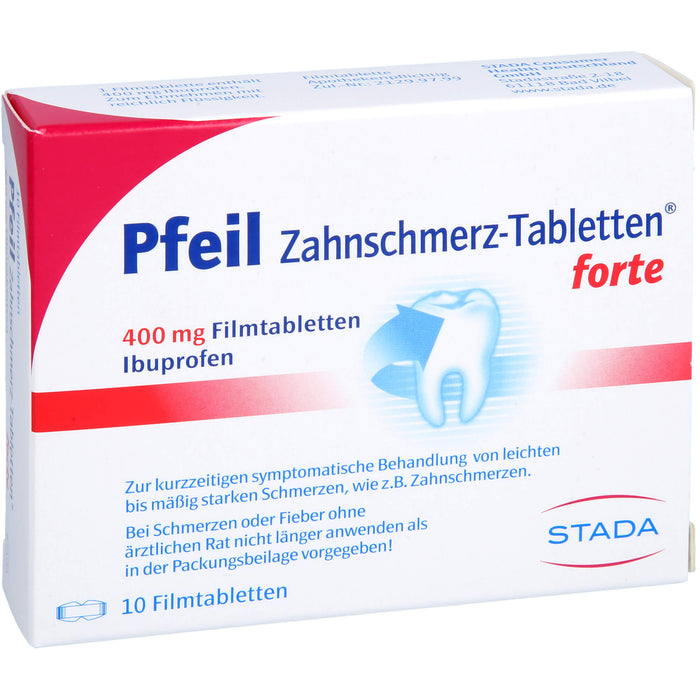 Pfeil Zahnschmerz-Tabletten forte lindert schnell, 10 St. Tabletten