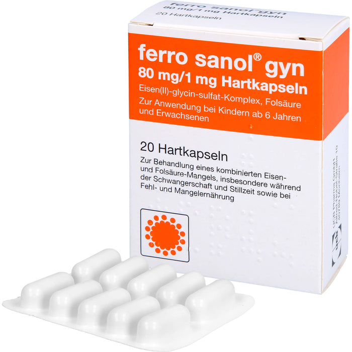 ferro sanol gyn Kapseln bei Eisen- und Folsäuremangel, 20 pc Capsules