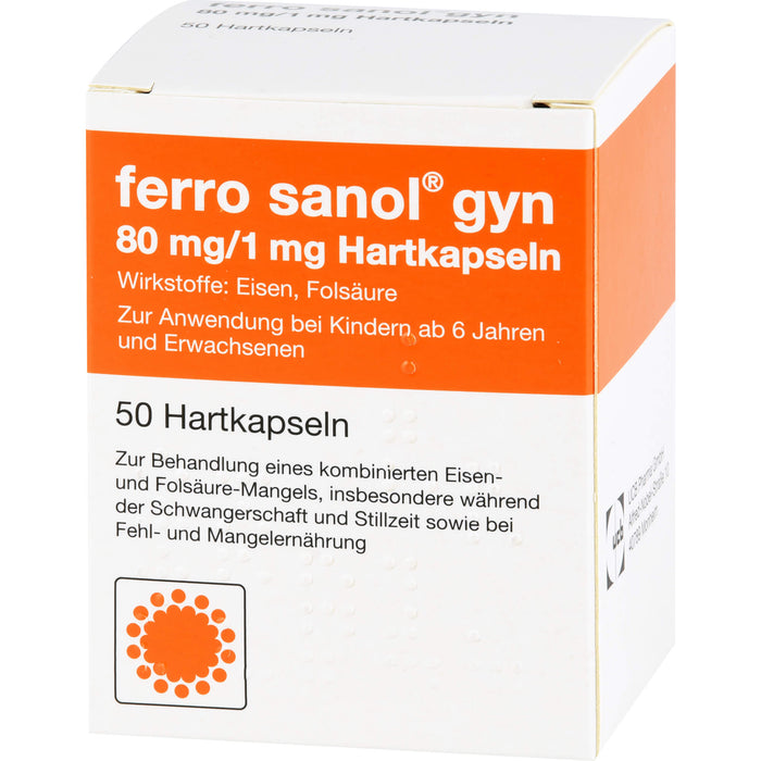 ferro sanol gyn 80 mg/1 mg Hartkapseln zur Behandlung eines kombinierten Eisen- und Folsäure-mangels, 50 pcs. Capsules