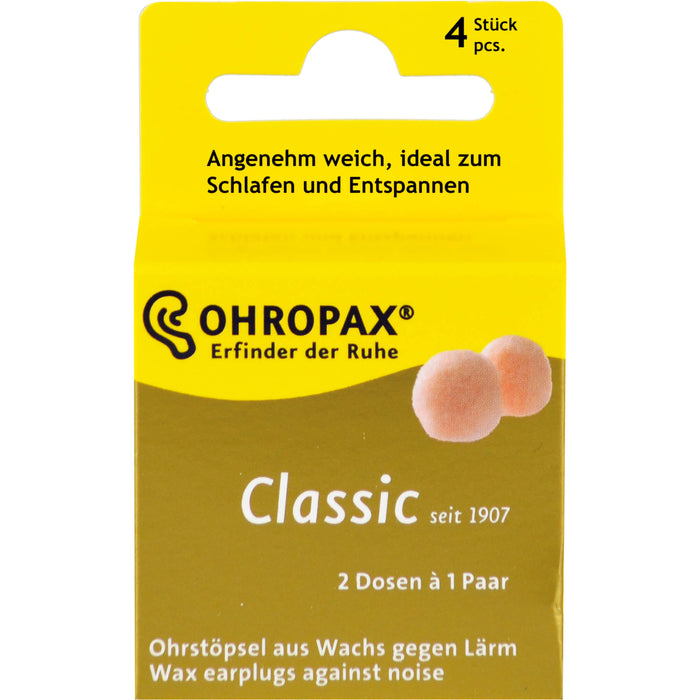 OHROPAX Classic Ohrstöpsel aus Wachs, 4 pcs. Earplugs