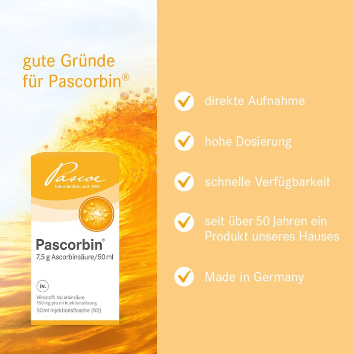 Pascoe Pascorbin Injektionslösung bei Vitamin-C-Mangel, 50 ml Solution