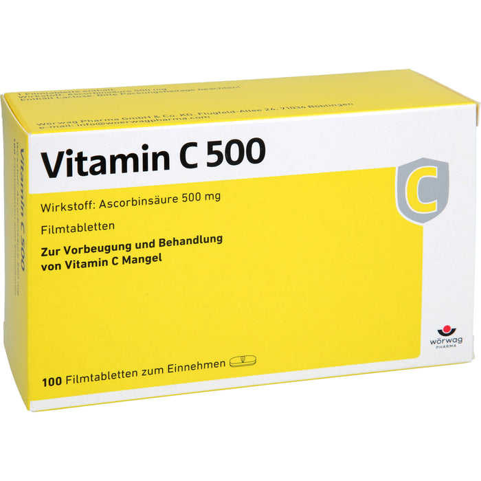 WÖRWAG Vitamin C 500 Filmtabletten, 100 pc Tablettes