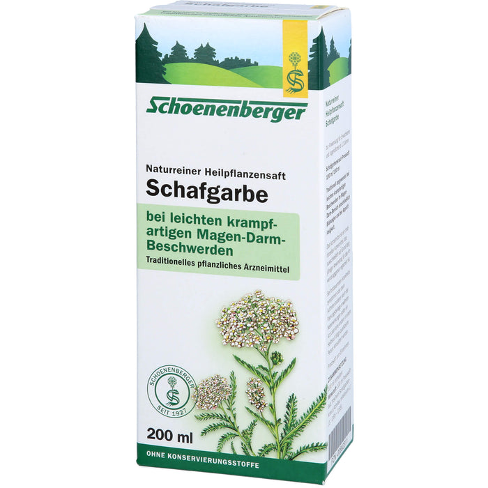 Schoenenberger Naturreiner Heilpflanzensaft Schafgarbe bei leichten krampfartigen Beschwerden im Magen-Darm-Bereich, 200 ml Lösung