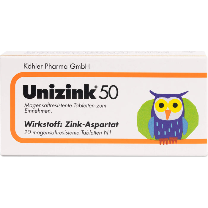 Unizink 50 mg magensaftresistente Tabletten, 20 pcs. Tablets