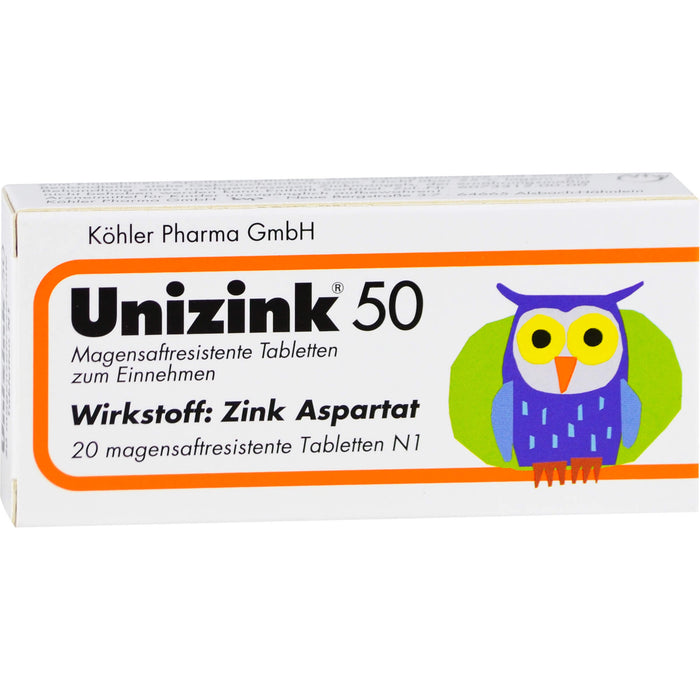 Unizink 50 mg magensaftresistente Tabletten, 20 pcs. Tablets