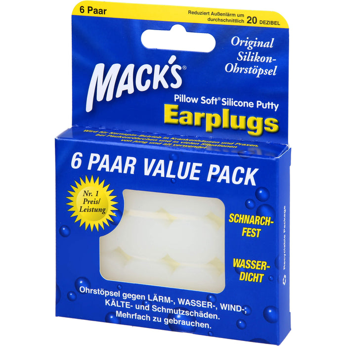 Macks Silikon-Ohrstöpsel, 12 pcs. Earplugs