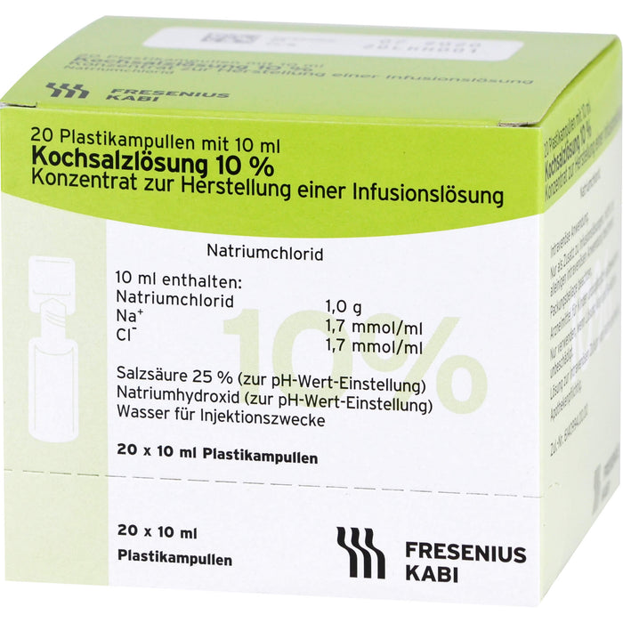 Kochsalzlösung 10 %, Fresenius Konzentrat zur Herstellung einer Infusionslösung, Amp., 20X10 ml IFK