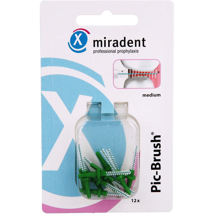 MIRADENT PIC-BRUSH Ersatzbürsten MEDIUM GRUEN 12, 12 pcs. Interdental brushes