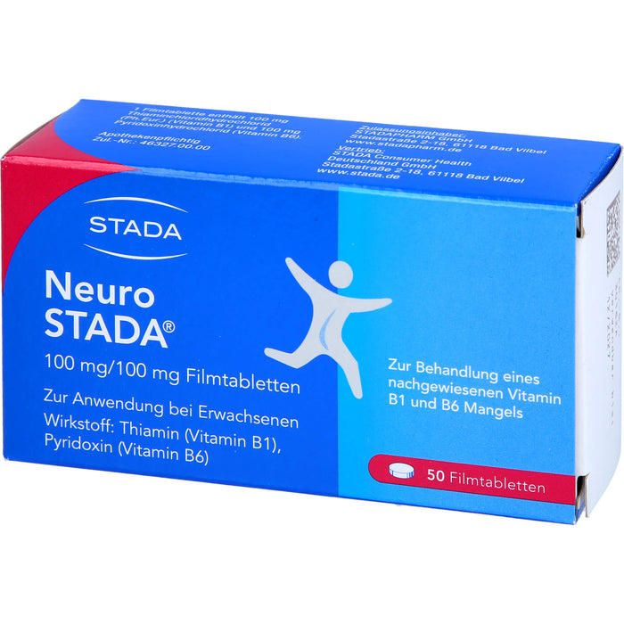 STADA Neuro Filmtabletten bei nachgewiesenem Vitamin B1 und B6 Mangel, 50 pc Tablettes