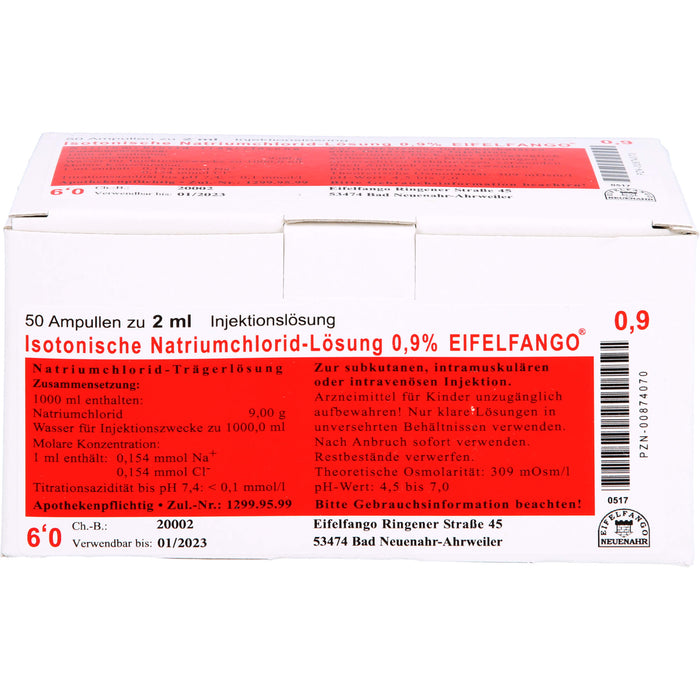 Isotonische Natriumchlorid-Lösung 0,9 % EIFELFANGO, 50 pc Ampoules