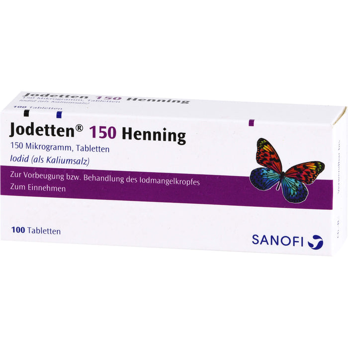 Jodetten 150 Henning Tabletten zur Vorbeugung bzw. Behandlung des Jodmangelkropfes, 100 pc Tablettes