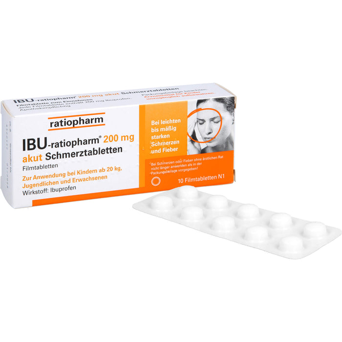 IBU-ratiopharm 200 mg akut Schmerztabletten Filmtabletten, 10 pc Tablettes