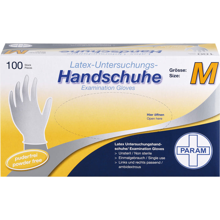 PARAM Latex-Untersuchungs-Handschuhe Größe M, 100 pcs. Gloves