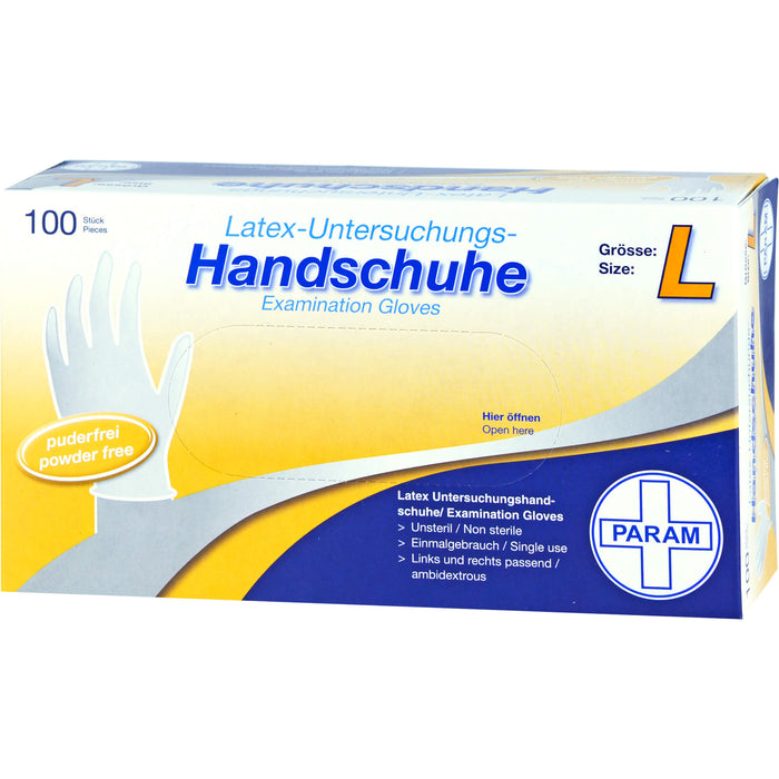 Einmal Handschuhe Latex puderfrei L, 100 pc Gants