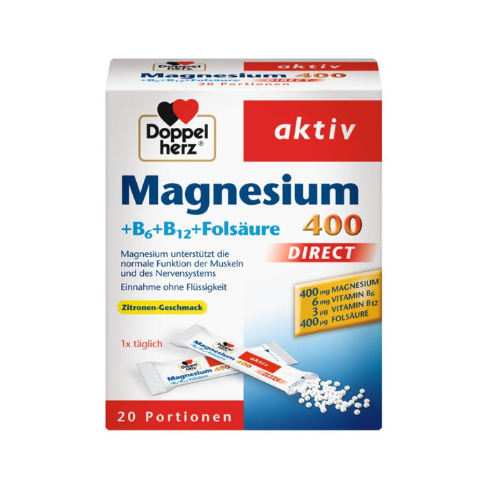 Doppelherz Magnesium + B Vitamine direct Beutel, 20 pcs. Sachets