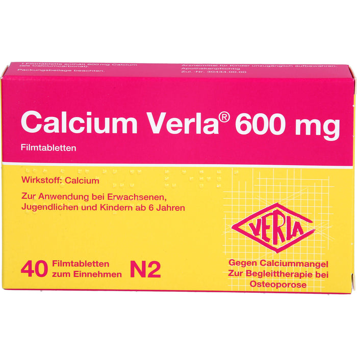 Calcium Verla 600 mg Filmtabletten, 40 pcs. Tablets