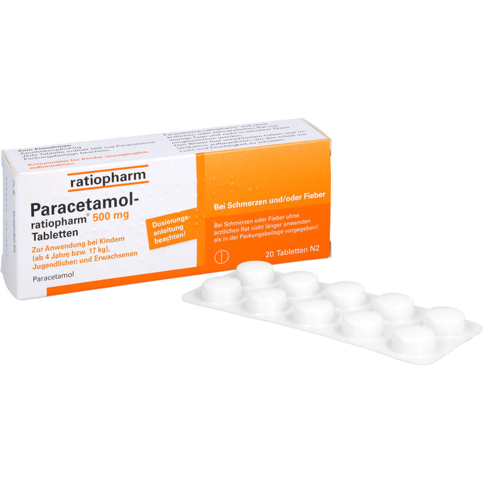 Paracetamol-ratiopharm 500 mg Tabletten, 20 St. Tabletten