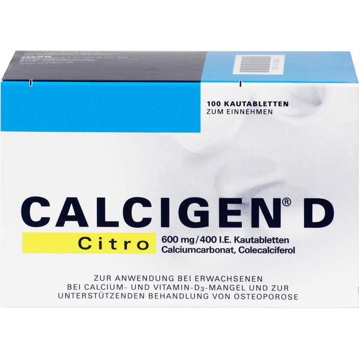 CALCIGEN D Citro 600 mg/400 I.E. Kautabletten, 100 St KTA