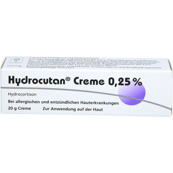 Hydrocutan Creme 0,25 % bei allergischen und entzündlichen Hauterkrankungen, 20 g Crème