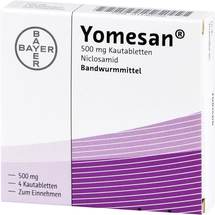 Yomesan 500 mg Kautabletten Niclosamid Bandwurmmittel, 4 pcs. Tablets