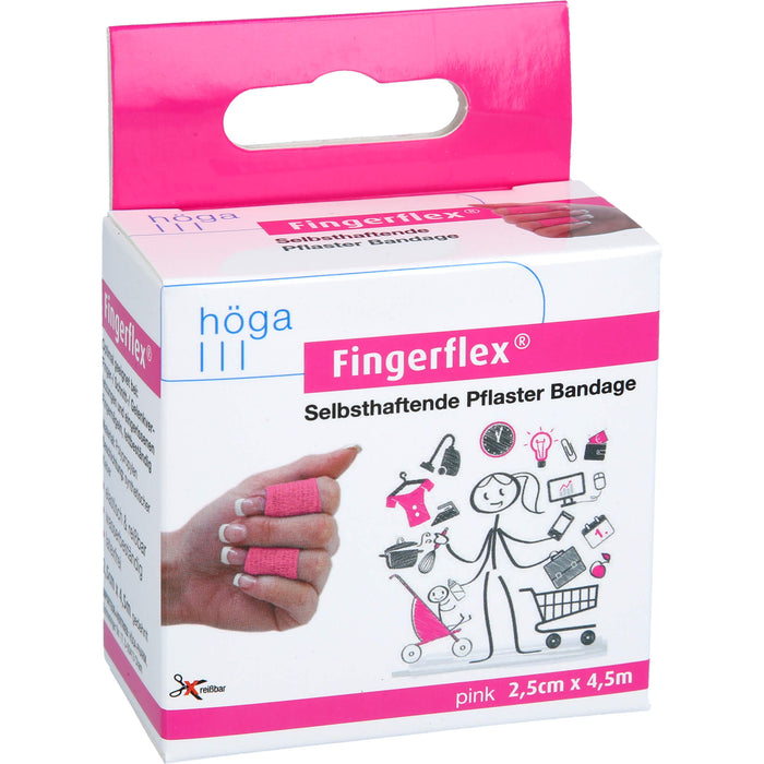 HÖGA-PHARM Fingerflex 2,5 cm x 4,5 m pinke selbsthaftende Pflaster, 1 pc Pansement