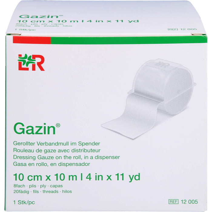 Gazin Gerollter Verbandmull im Spender 10 cm x 10 m 8fach, 1 pcs. dressing