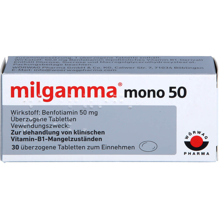 milgamma mono 50 Tabletten bei Vitamin-B1-Mangelzuständen, 30 pc Tablettes