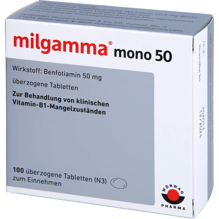 milgamma mono 50 Tabletten bei Vitamin B1 Mangelzuständen, 100 St. Tabletten