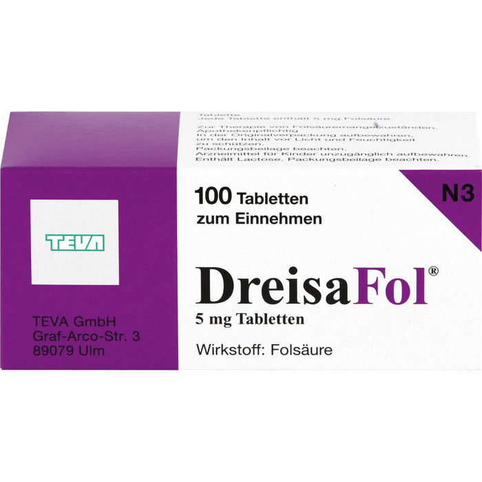 DreisaFol Tabletten bei Folsäuremangelzuständen, 100 St. Tabletten