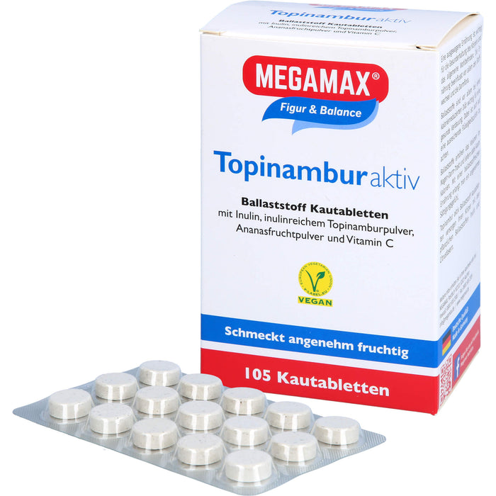 MEGAMAX Figur & Balance Topinambur Aktiv Ballaststoff Kautabletten, 105 pcs. Tablets