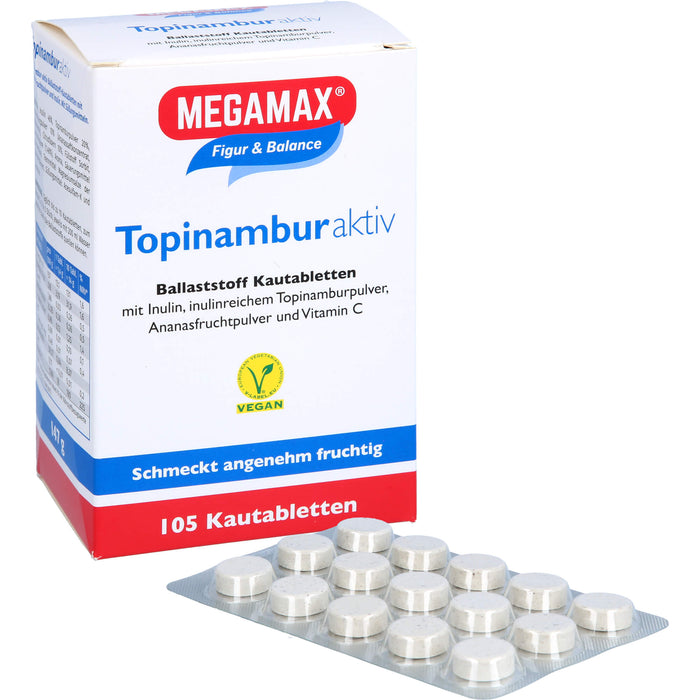 MEGAMAX Figur & Balance Topinambur Aktiv Ballaststoff Kautabletten, 105 pc Tablettes