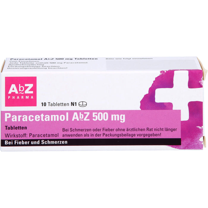 Paracetamol AbZ 500 mg Tabletten bei Fieber und Schmerzen, 10 St. Tabletten