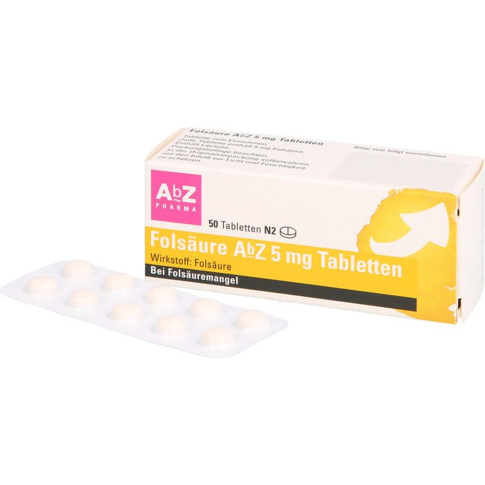 Folsäure AbZ 5 mg Tabletten bei Folsäuremangel, 50 pcs. Tablets