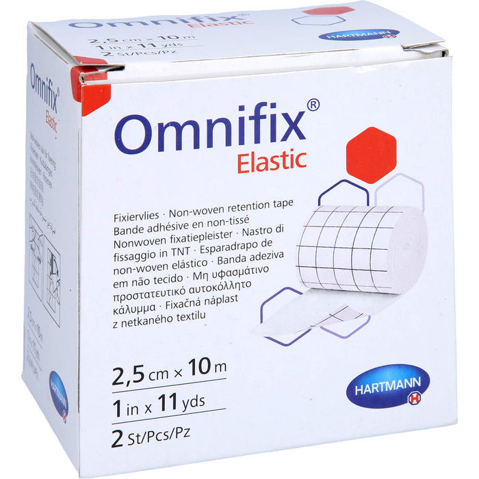 HARTMANN Omnifix elastic 2,5 cm x 10 m Rolle, 2 St. Pflaster