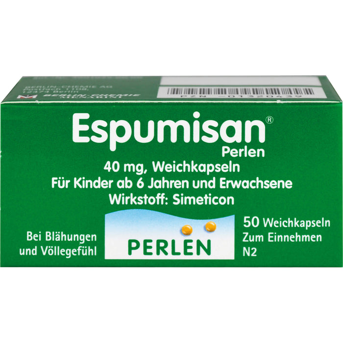 Espumisan Perlen Weichkapseln bei Blähungen und Völlegefühl, 50 pcs. Capsules