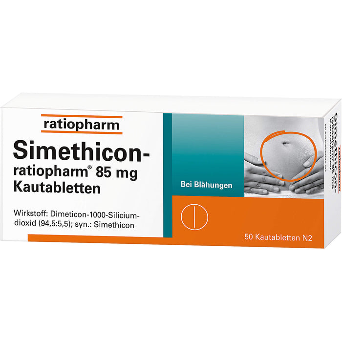 Simethicon-ratiopharm 85 mg Kautabletten bei Blähungen, 50 pc Tablettes