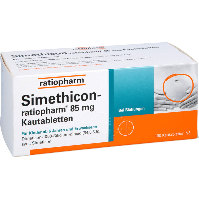 Simethicon-ratiopharm 85 mg Kautabletten bei Blähungen, 100 pc Tablettes