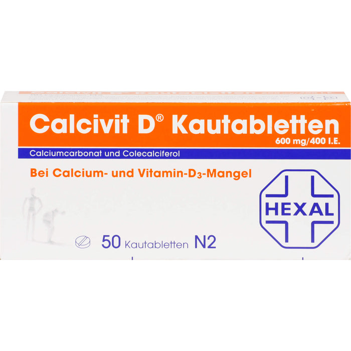 Calcivit D Kautabletten 600 mg/400 I.E., 50 pcs. Tablets