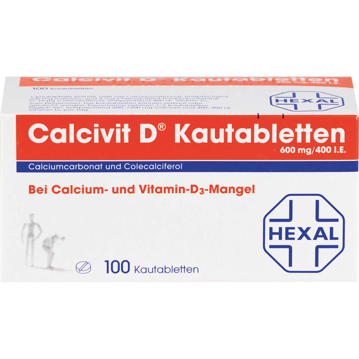 Calcivit D Kautabletten 600 mg/400 I.E., 100 pcs. Tablets