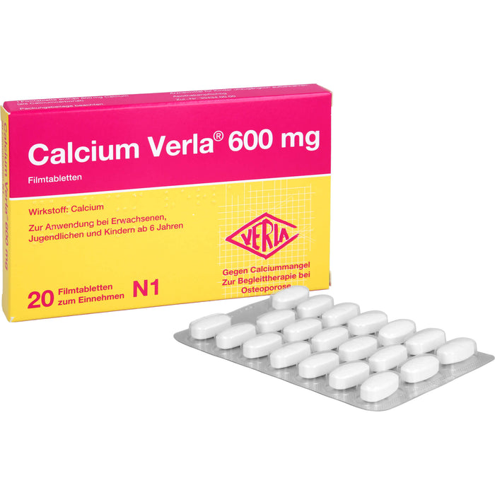 Calcium Verla 600 mg Filmtabletten, 20 pc Tablettes