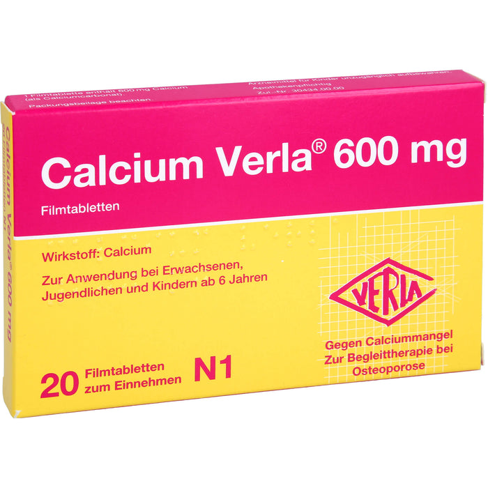 Calcium Verla 600 mg Filmtabletten, 20 pcs. Tablets