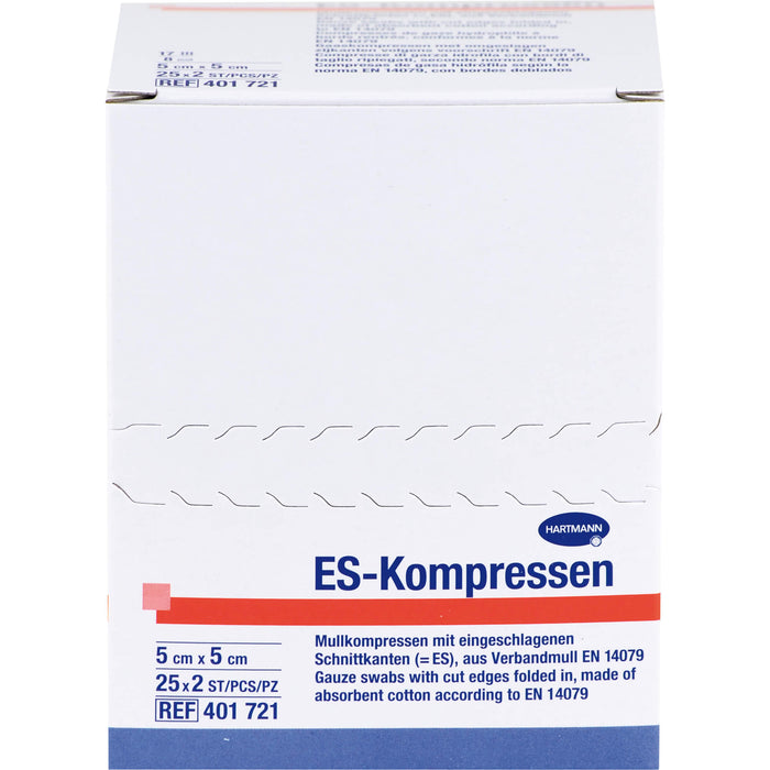 HARTMANN ES-Kompressen steril 5 cm x 5 cm Mullkompressen, 50 pcs. Compresses